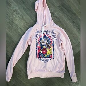 Beauty And The Beast Disney Pink hoodie Sweatshirt For Women Size S Used Once